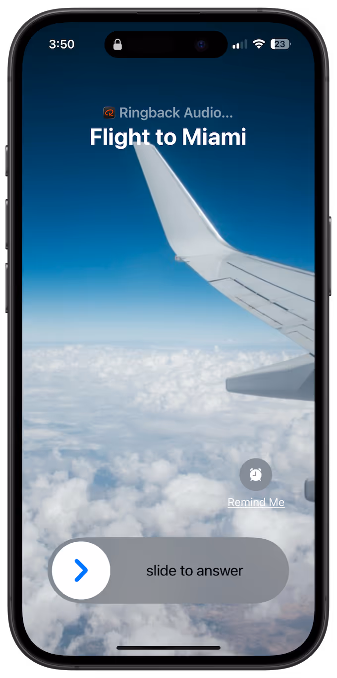 After: Screenshot of an iPhone receiving a reminder call