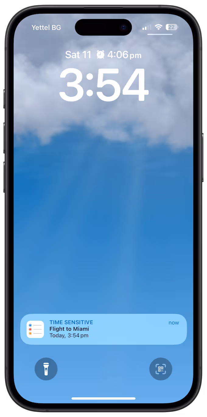 Before: Screenshot of an iPhone with a regular push notification reminder